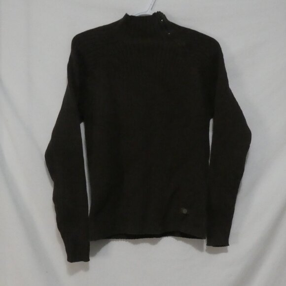 URBAN BEHAVIOR | medium | Classic Dark Brown Ribbed Sweater | Zip Mock Neck - Picture 1 of 16